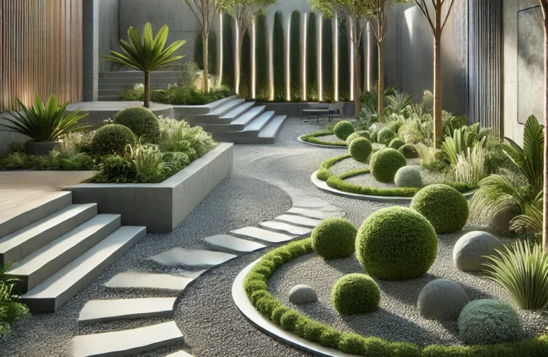 Strakke tuin met ronde vormen